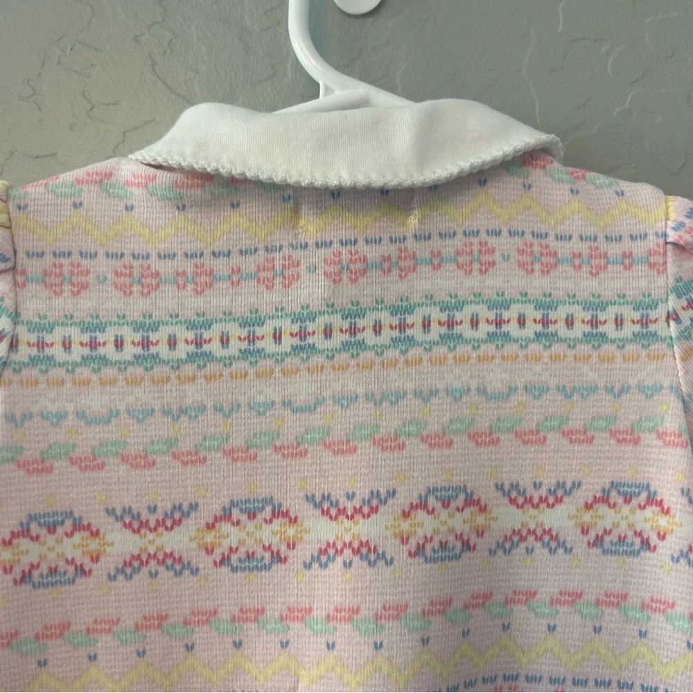 Ralph Lauren light pink fair isle print ruffled coverall size 6 months